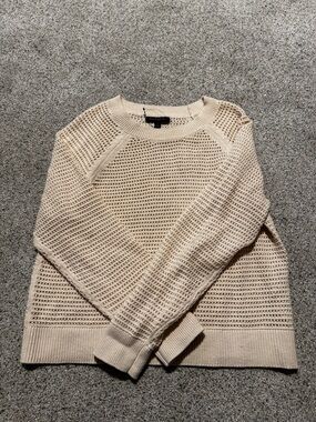 Banana Republic Cream Open-Knit Crewneck Sweater